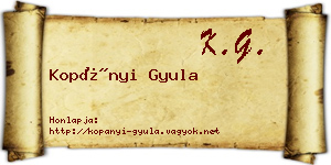Kopányi Gyula névjegykártya